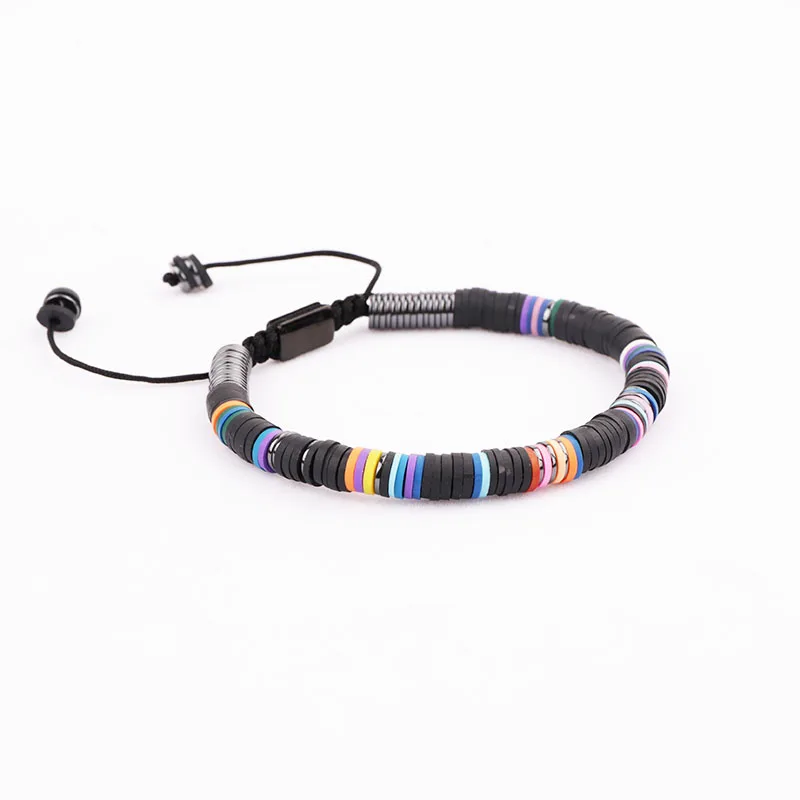 New Design Men Beads Jewelry Bracelet Polymer Clay Hematite Beaded Macrame Bracelet For Men - Image 4