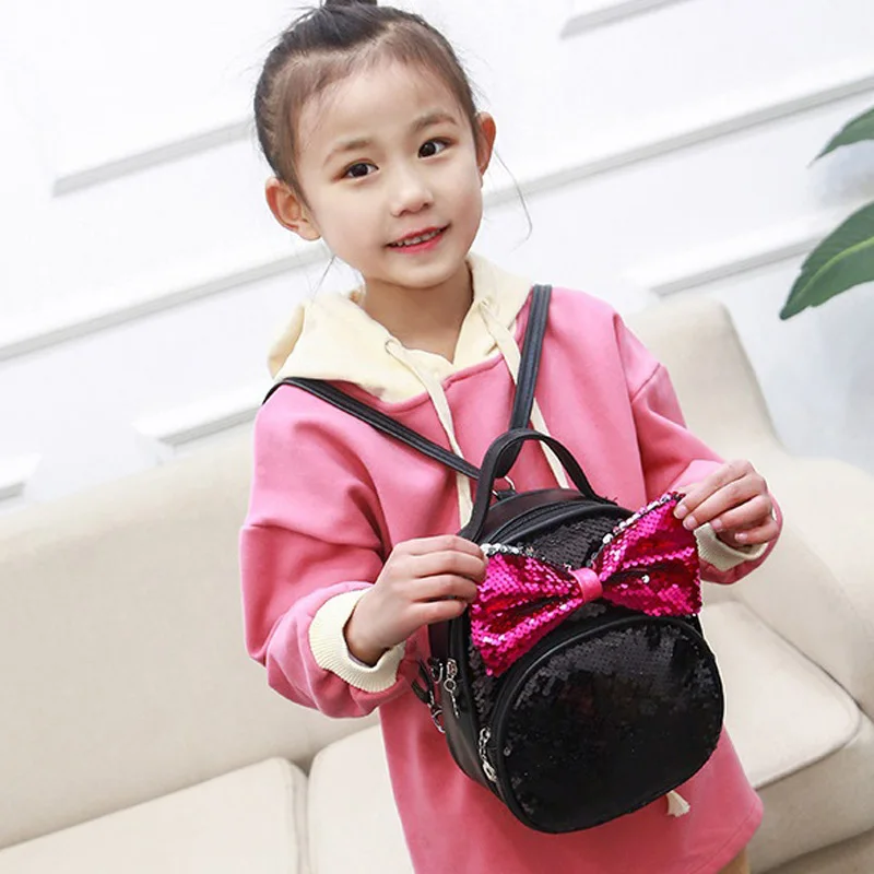 Pudcoco 7 Styles Fashion Children Kids Shoulders Bag Cute Sequins Bow Casual Travel Girls Bling Backpack Dropshipping Hot