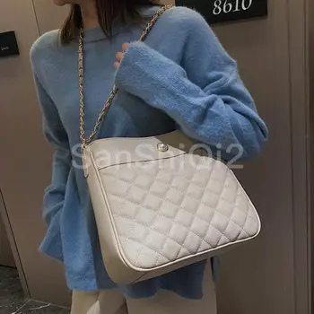 

Lattice Casual Tote Bag 2019 Fashion New Quality Leather Women's Designer Handbag High capacity Chain Shoulder Messenger bags