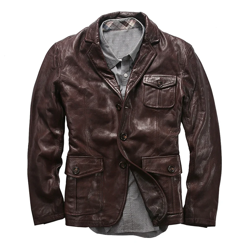 

AL0708 Read Description! Asian size goat leather jacket genuine goat leather rider jacket