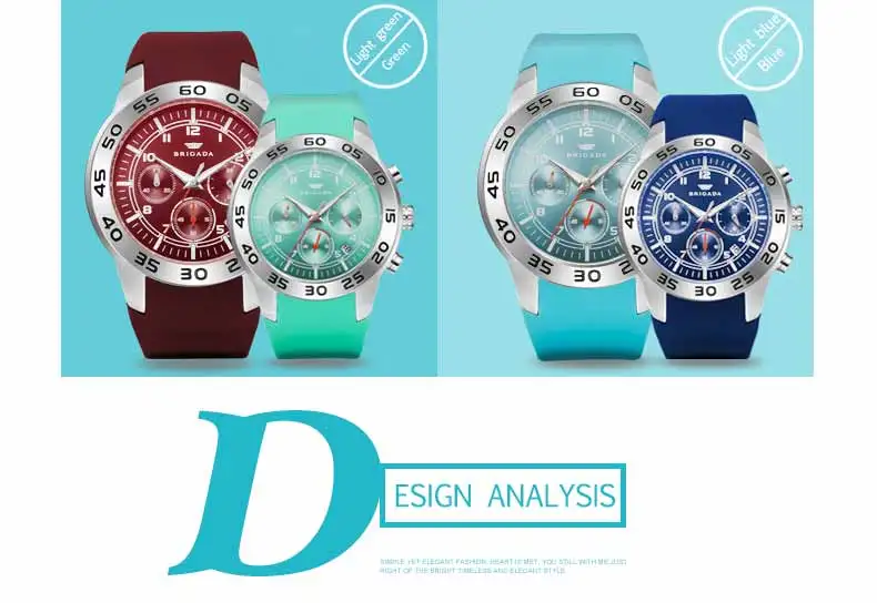Мужские часы от ведущего бренда Brigada, Роскошные водонепроницаемые кварцевые часы, мужские часы с хронографом, синие мужские часы, мужские часы