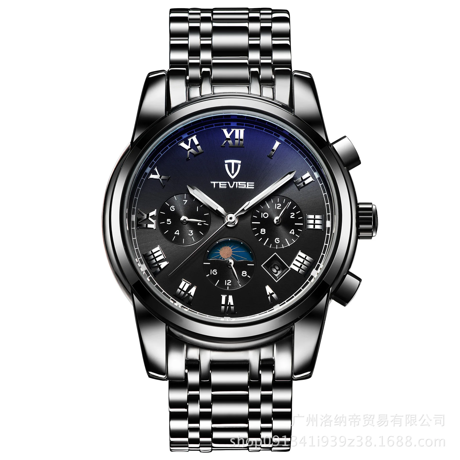 

Twiss TEVISE Men Casual Multi-functional Fully Automatic Mechanical Wrist Watch Waterproof Steel Belt Calendar Men Watch