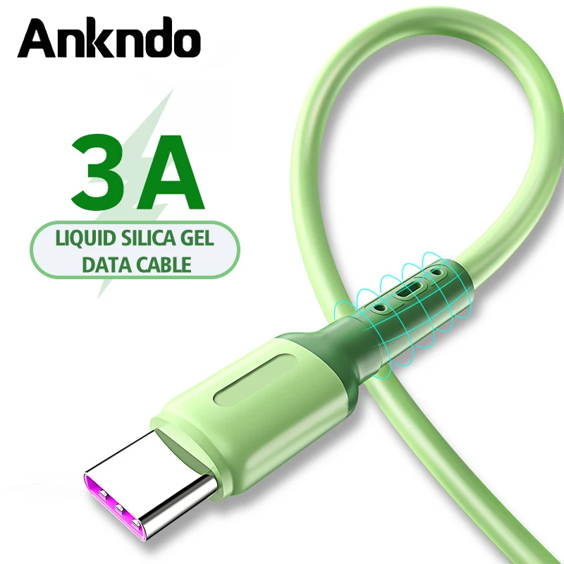 

ANKNDO 3A USB Type C Cable For XIoami 8 9 2.4A Micro USB Charge Charger Cable For OPPO VIVO Liquid Silicone Cable Android Cable