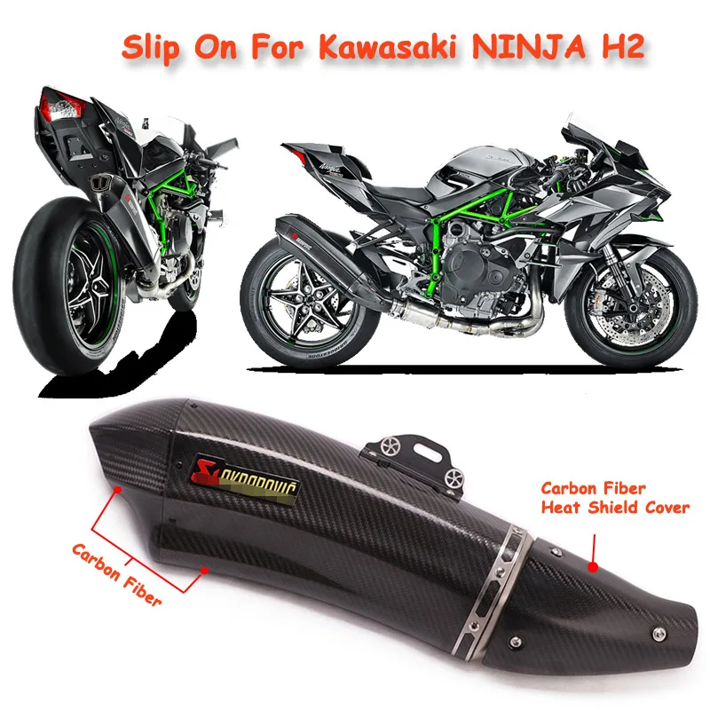 

Slip On For Kawasaki Ninja H2 Motorcycle Akrapovic Exhaust Escape Modified Carbon Fiber Muffler Complete Middle Link Pipe