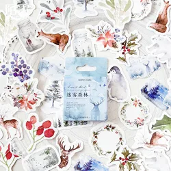 Festive Kawaii Sticker Set - Merry Christmas Decorative Stickers for Scrapbooking & DIY Crafts (45 pcs) (Misty forest 2)