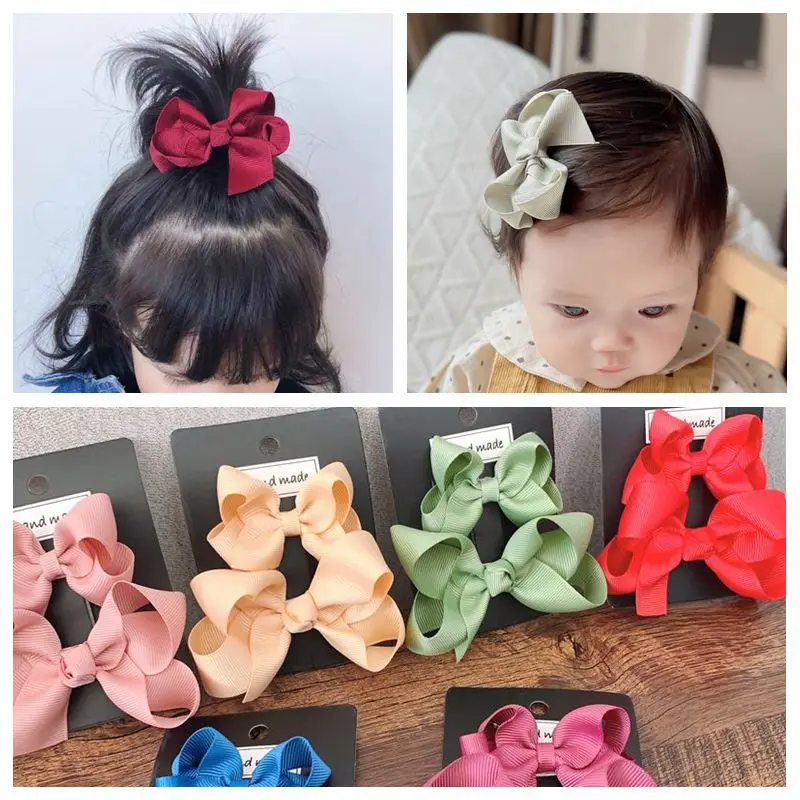 

4pcs/Set Grosgrain Ribbon Bow Hair Clip For Girls Cute Handmade Hairpins Boutique Barrettes Headwear Kids Hair Accessories Gift