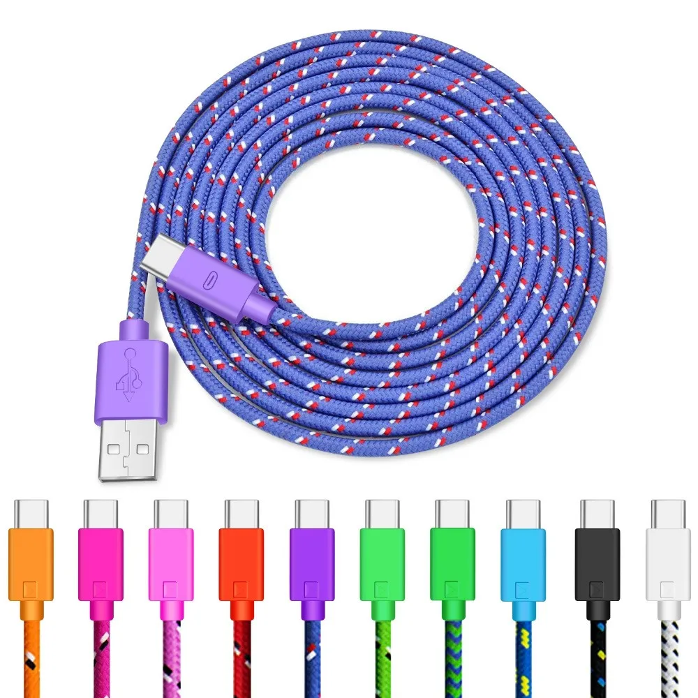 

Fast Charging Nylon Weave Type USB C Cable For Samsung Galaxy S10 S9 S8 Plus Data Cable for Xiaomi Redmi Note 7 MI 9 MI 8 9