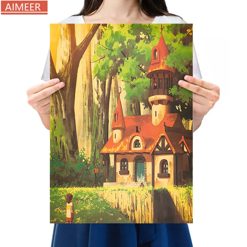 Знаменитая аниме Miyazaki шихиро с призраками и замком декоративная картина для