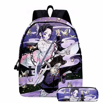 

2pcs New Anime Schoolbag Students School Backpack Demon Slayer Travel Mochilas Mujer Bookbags for Teenage Girl&Boy Kids Backpack