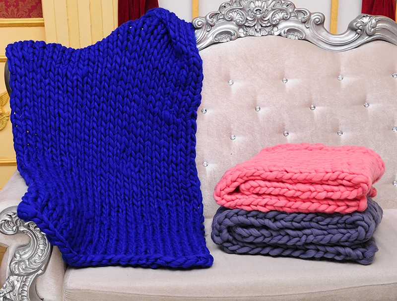 Большой размер, мягкое вязаное вручную одеяло для зимы, кровать, диван, самолет, плед, толстая пряжа, вязание, супер теплое одеяло, 16 видов цветов