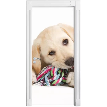 

Self Adhesive Cute Dog Canvas Home Decor Animal Door Stickers PVC Poster Print Art Picture Waterproof Wallpaper For Living Room