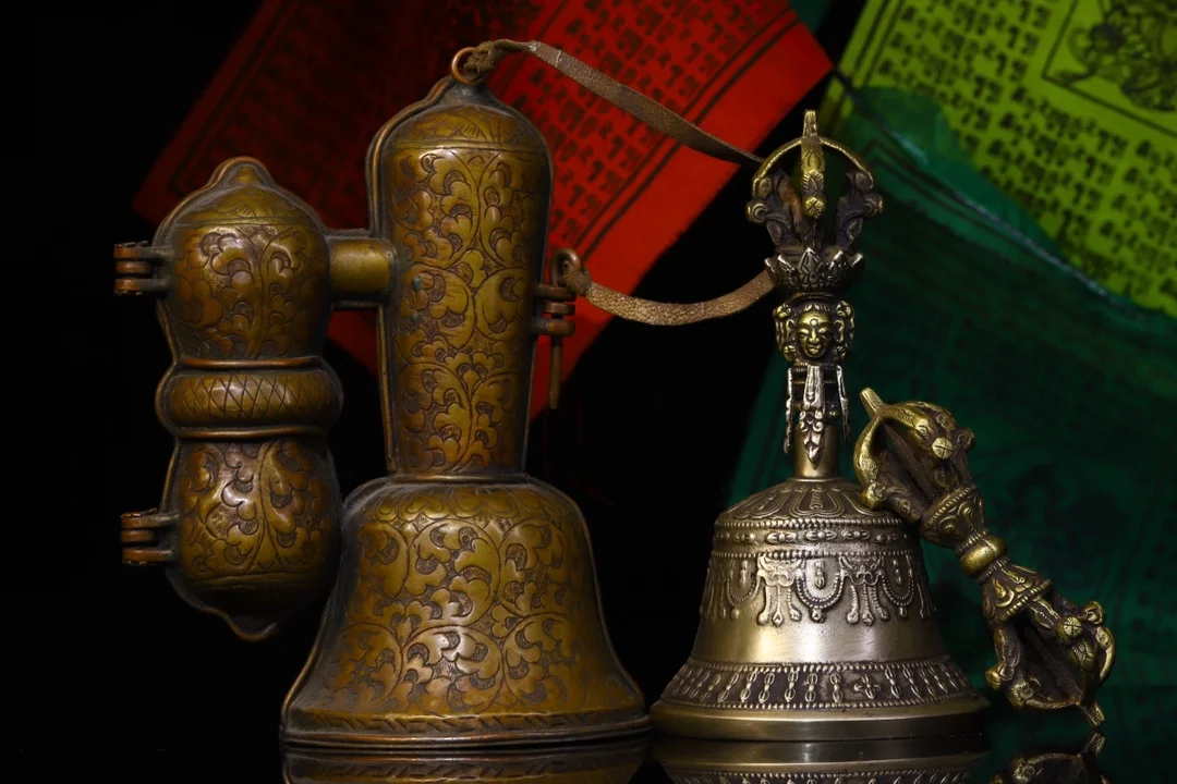 Коллекция тибетских храмов 7 дюймов бронзовая позолоченная голова Будды