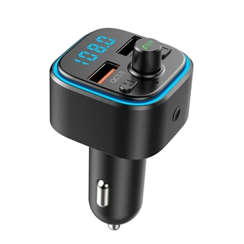 

T32 Car Mp3 Bluetooth FM Player Card Car Adapter with QC3.0 Charging , 6 Colors LED Backlit Wireless and Free Calling, Supports