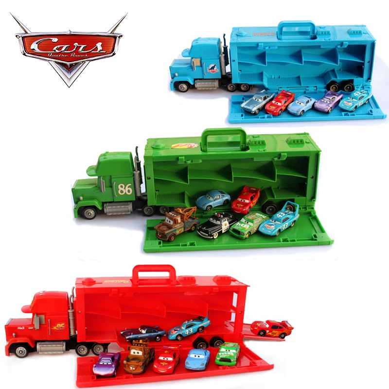 Disney Pixar 3 Lightning Uncle McQueen Truck Model Can Accommodate Car Transport Container Truck Toy Children Toy Car Gift disney pixar 2 3 toy lightning mcqueen jackson storm cruz mike uncle truck 1 55 alloy model car children toy gift