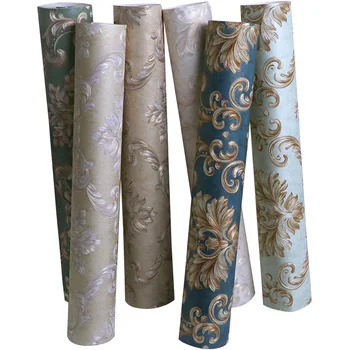 

High quality European style3D wallpaper embossed bedroom living room luxury Damascus TV background non-woven wall paper