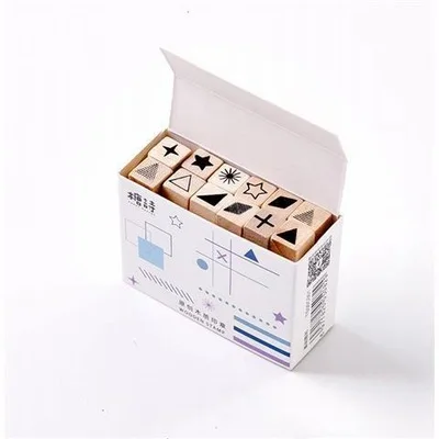 AngelHere Store 12 шт./компл. надпись уплотнение деревянная резиновая печать для дневника поставки украшения многофункциональная ручка материал - Цвет: Geometric Pattern