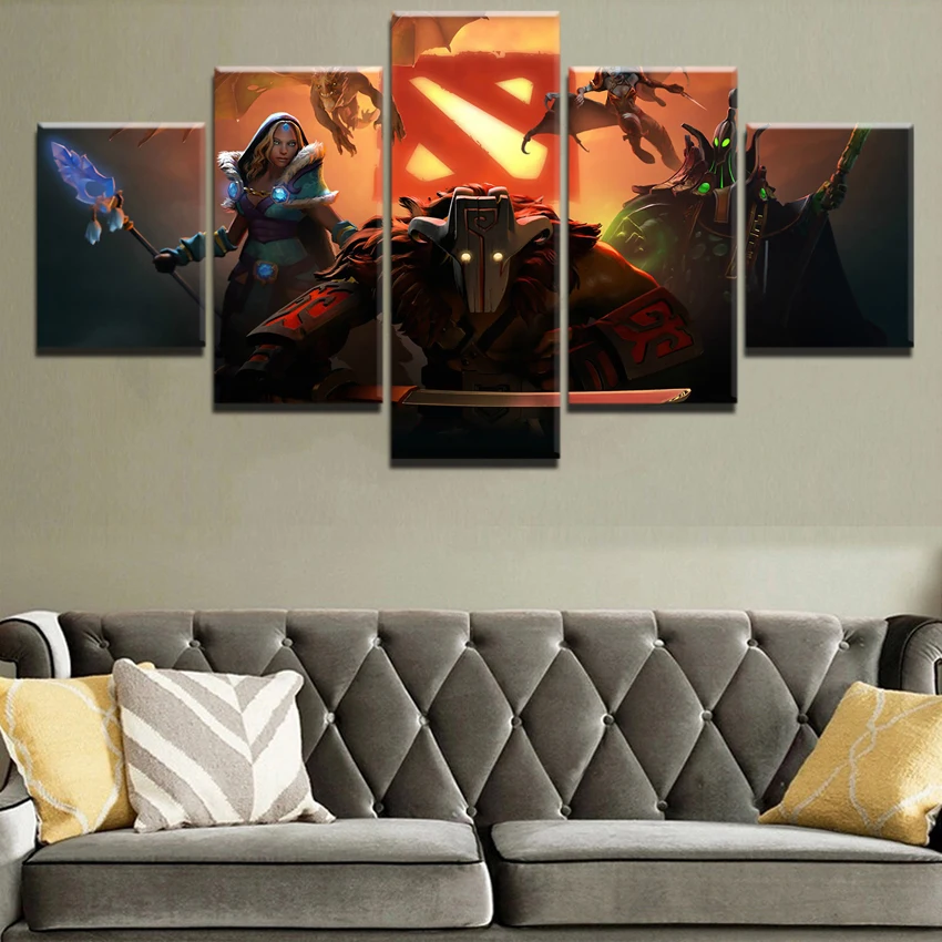 5 панелей Картина на холсте домашний декор для гостиной DotA 2 Фэнтезийный мостик
