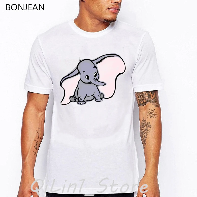 

dumbo cartoon print t-shirt men funny t shirts camisetas hombre harajuku kawaii clothes summer tops tee shirt homme streetwear