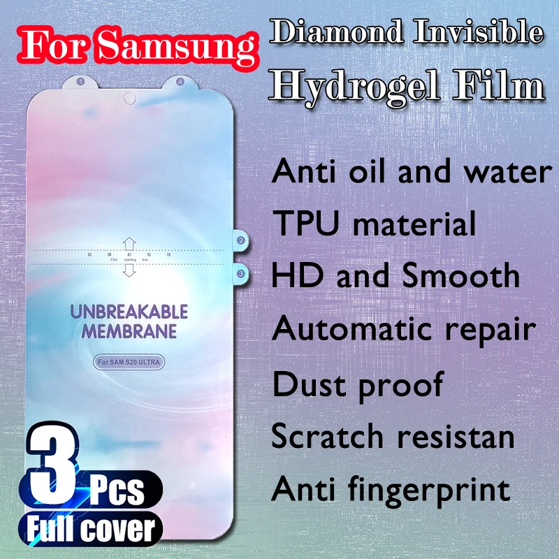3 шт. HD Алмазная невидимая Гидрогелевая пленка для защиты экрана Samsung S20 S20Plus S20Ultra