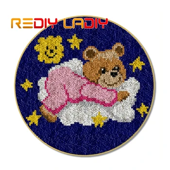 

Latch Hook Rug Pink Bear Teddy Crocheting Carpet Rug 100% Acrylic Yarn Sofa Cushion Mat Crochet Tapestry DIY Carpet Art & Crafts