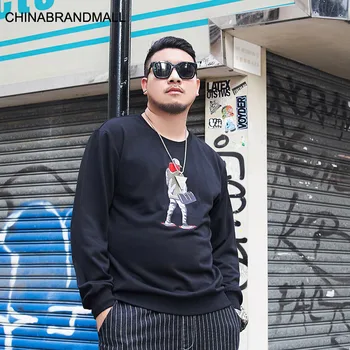 

Big size Men's Wear super Brand Fat Man Plus Fat Plus Long Sleeve T Shirt Fat Personality Embroidery Autumn Clothes