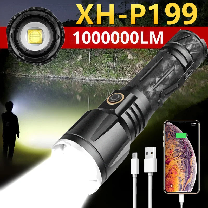 500000 Lumen XHP50 5 Modi LED Taschenlampe USB wiederaufladbar Taktisches Fackel 