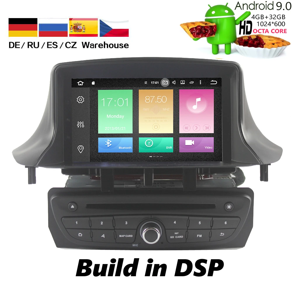 

HIRIOT Android 9.0 Car Stereo DVD Player GPS Navigation for Renault Megane 3 Fluence DSP 4GB RAM Video Multimedia Radio headunit