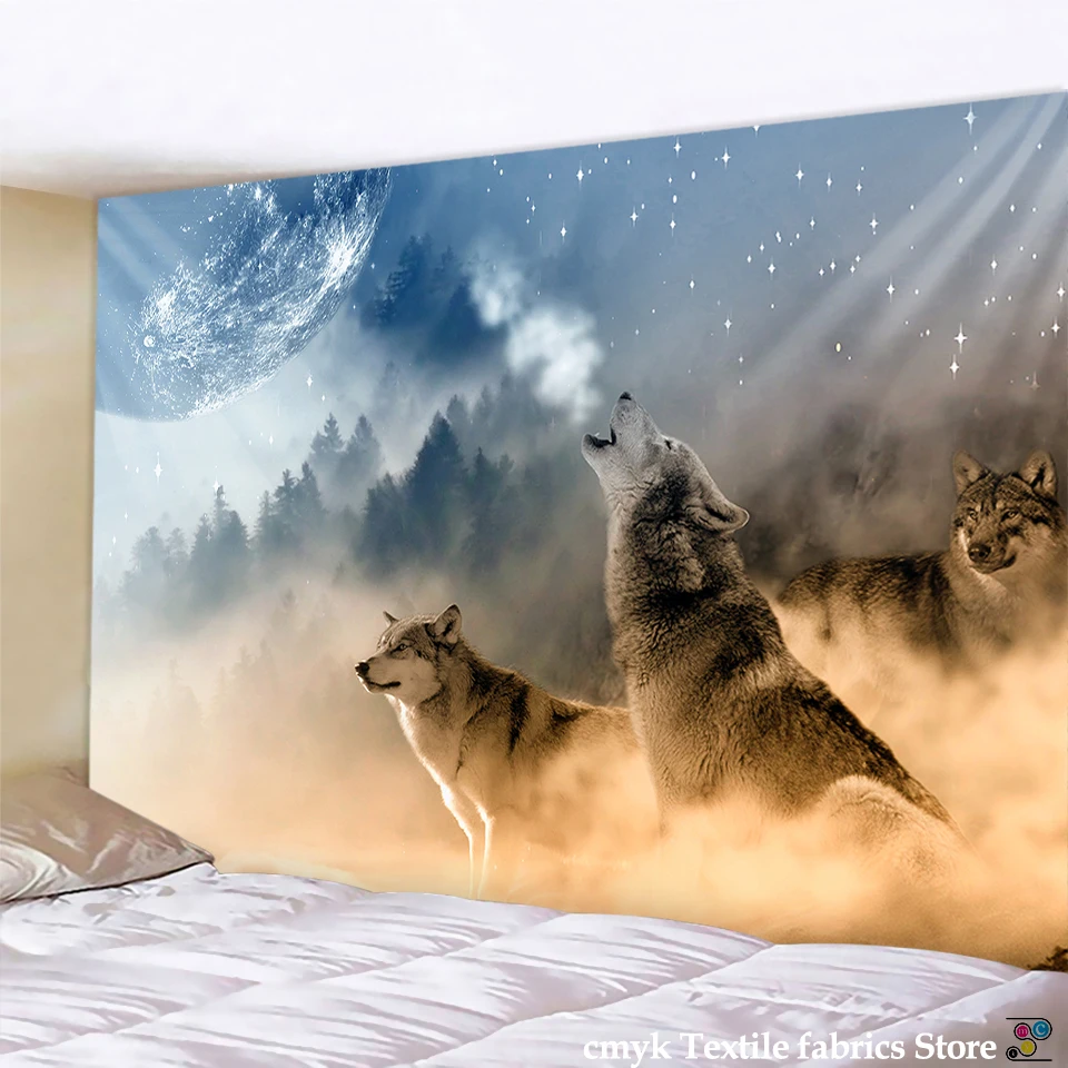 Animals Wolf Tapestry Background Wall Hanging Tribal Animal Sheets Home Decor Beach Mat,tapestry decor