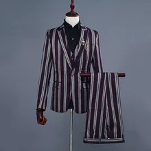 Dressv Красный Клетчатый элегантный мужской костюм деловой Тонкий Повседневный костюм жениха для свадьбы пиджак+ жилет+ брюки 3 предмета S-2XL