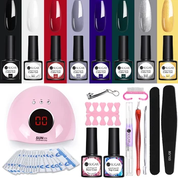 

UR SUGAR 20Pcs Nail Set All for Soak Off UV LED Gel Varnishes Base Top Coat Tools Kit For Nail Art