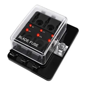 

6 Way Dc 12~32V Blade Fuse Box Holder Fuse Block With Led Warning Light Protection Cover For Automotive Car Boat Marine Trike