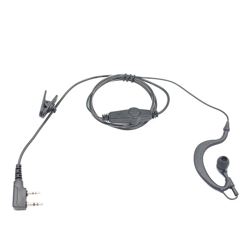 G Shape Security Intercom Headset with PTT MIC, 2 Pin, Fit for Retevis, Kenwood, PUXING, BAOFENG, BF, UV5R, UV82, 888S, H777