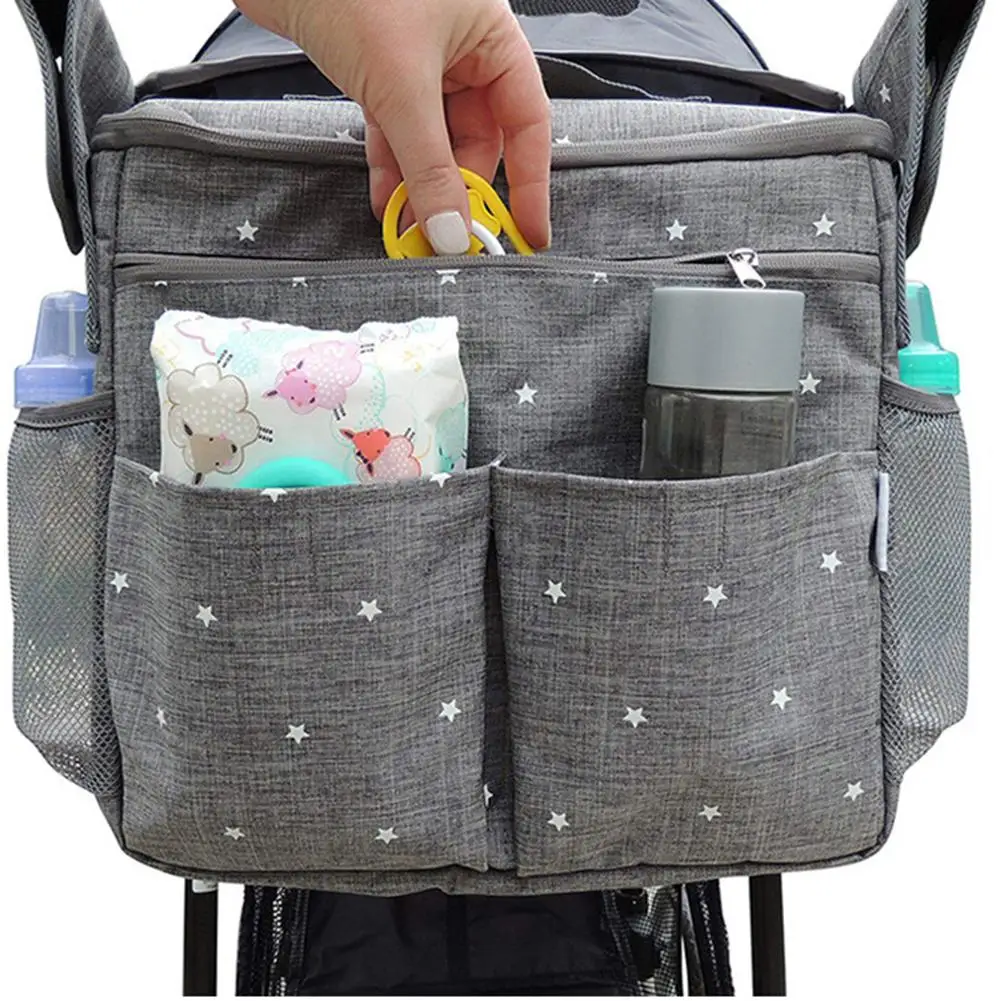 

2020 Multi Pockets Baby Stroller Hanging Bag Pushchair Diaper Bottle Storage Pouch new fashion