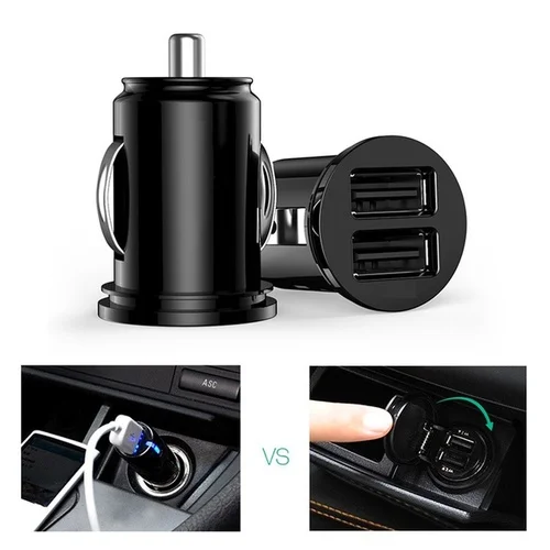 

New 12V Power Dual 2 Port USB Mini Bullet Car Charger Adapter for Phone