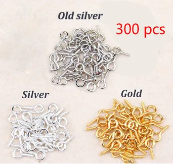

300 Pcs Small Sheep Eyes Nail Screw Tiny Mini Eye Pins Hooks Eyelets for Beaded Pendant Screw Findings Jewelry Accessories