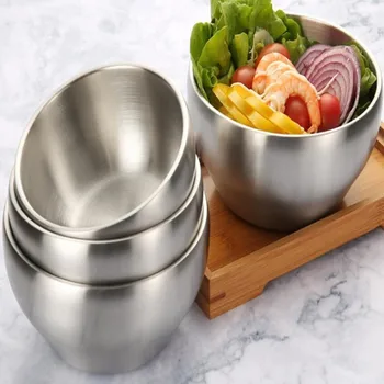

Korean style food grade stainless steel rice bowl soup bowl heatproof double wall bowl