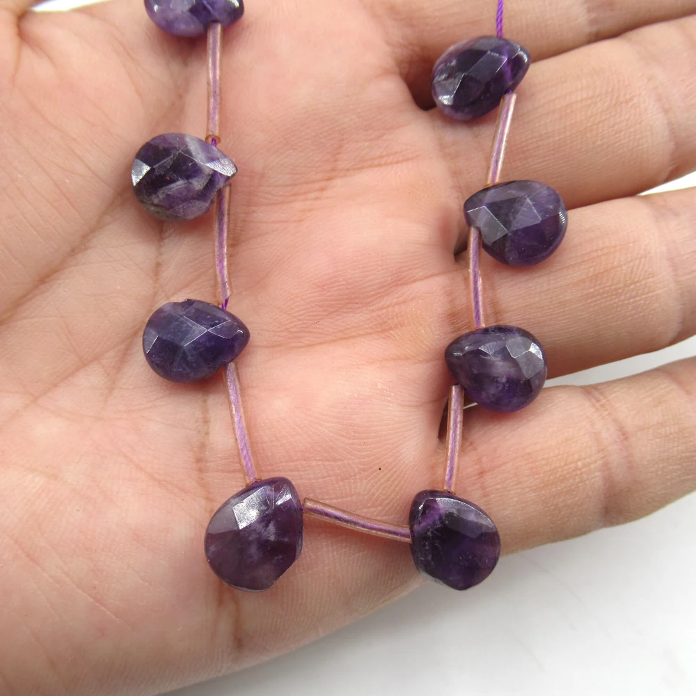 Natural Faceted Top-Drilled Purple Amethyst Water drop Loose Beads 15