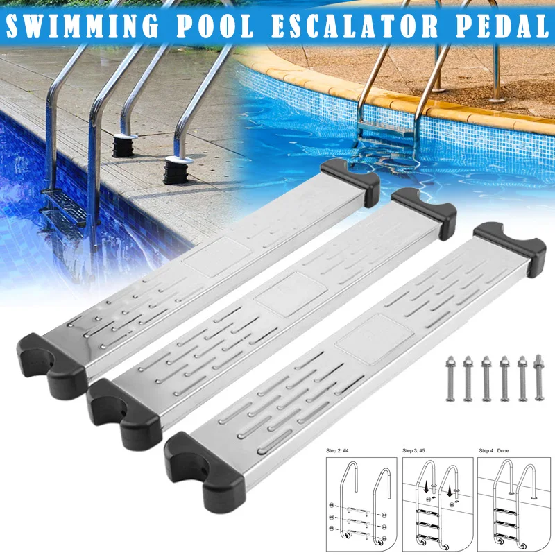 

Stainless Steel Swimming Pool Pedal Replacement Ladder Rung Steps Anti Slip Accessories MYDING