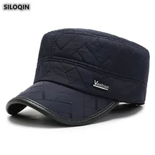 SILOQIN регулируемый размер мужская плоская кепка зимние Утепленные армейские кепки модные наушники для отдыха спортивная бейсболка с колпаком