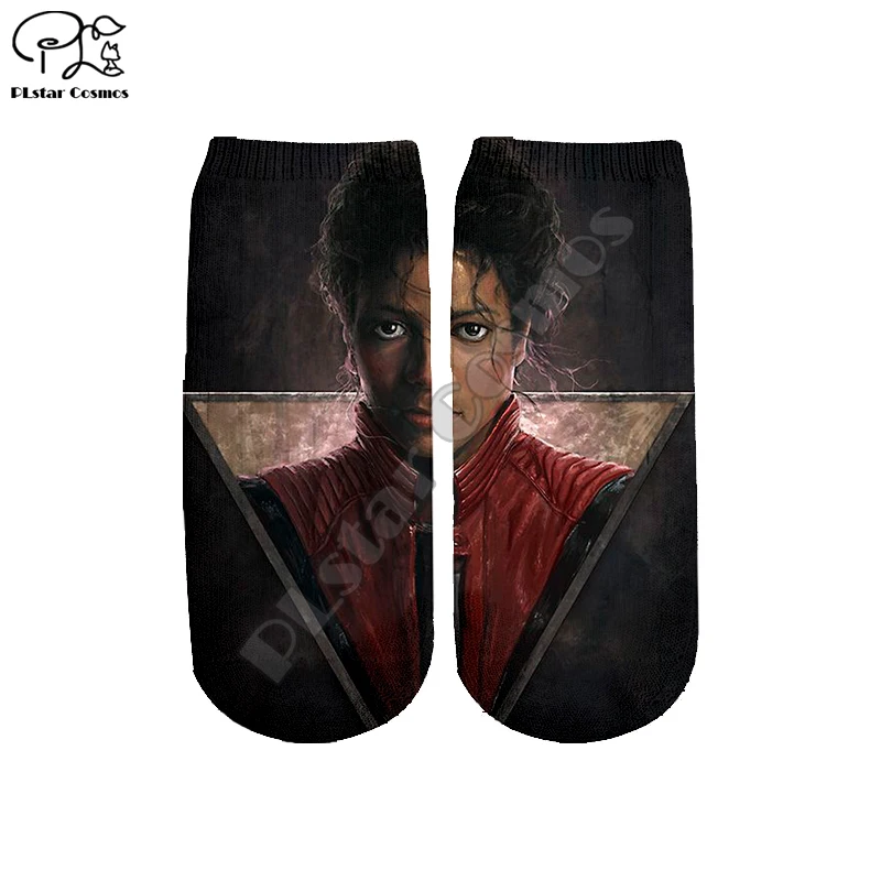 PLstar Cosmos, Прямая поставка, повседневные разноцветные Короткие носки с 3D принтом Майкла Джексона для женщин/мужчин/мальчиков/девочек в стиле Харадзюку, стиль-2