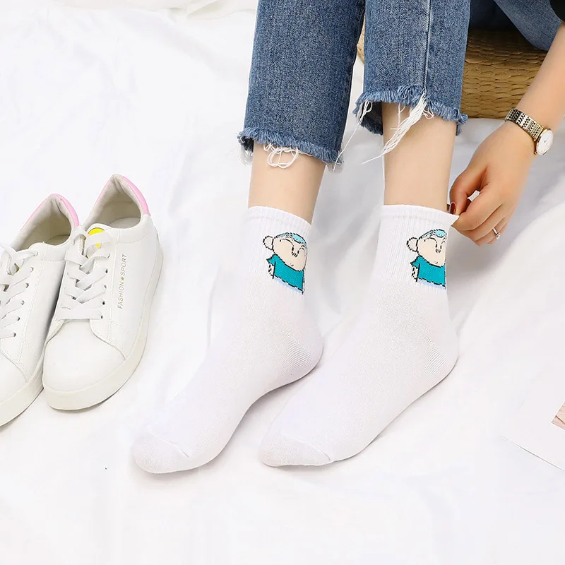 Новые модные женские носки в стиле Харадзюку с героями мультфильмов для девочек милые носки с цветами женские забавные японские носки с героями мультфильмов