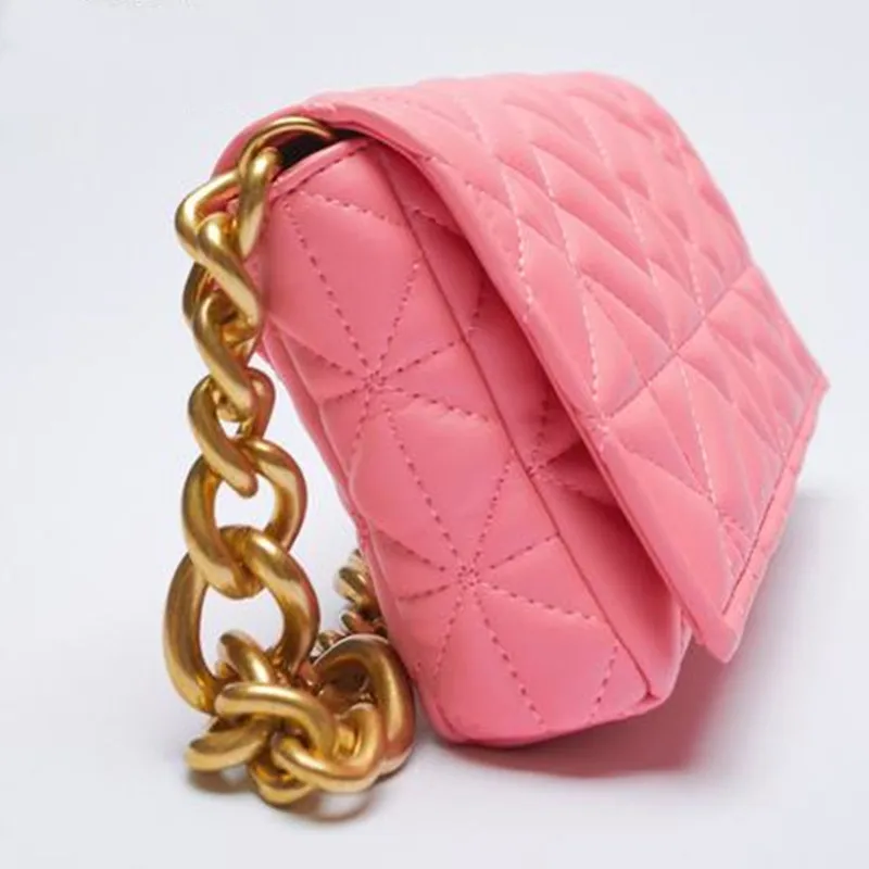 Soft Gold Metal Chain Pu Leather Armpit Retro Shoulder Small Square Bag Top Quality Luxury Brand Crossbody Bag for Woman 2021