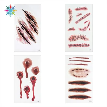 

1 Pcs Tattoos Stickers Halloween Zombie Scar Theme Waterproof Temporary Fake Stickers Decals Body Tattoos Stickers
