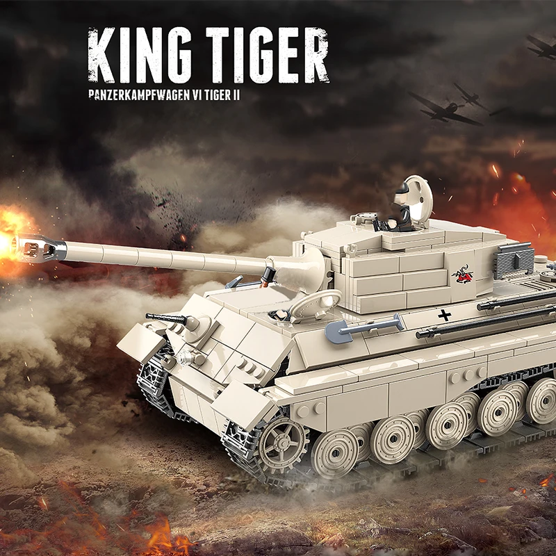 

978pcs Army WW2 German King Tiger Tank Building Blocks Compatible LegoED Military Tank Soldier Weapon Bricks Toys For Boys Gift