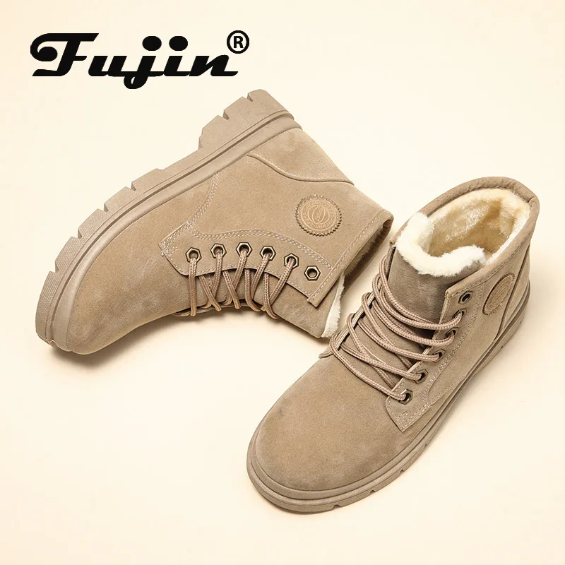 

Fujin Women Snow Boots 2020 White Black Plush Fur Inside Casual Fashion Boots Riding Lace Up Warm Ankle Winter Boots Shoes Snow