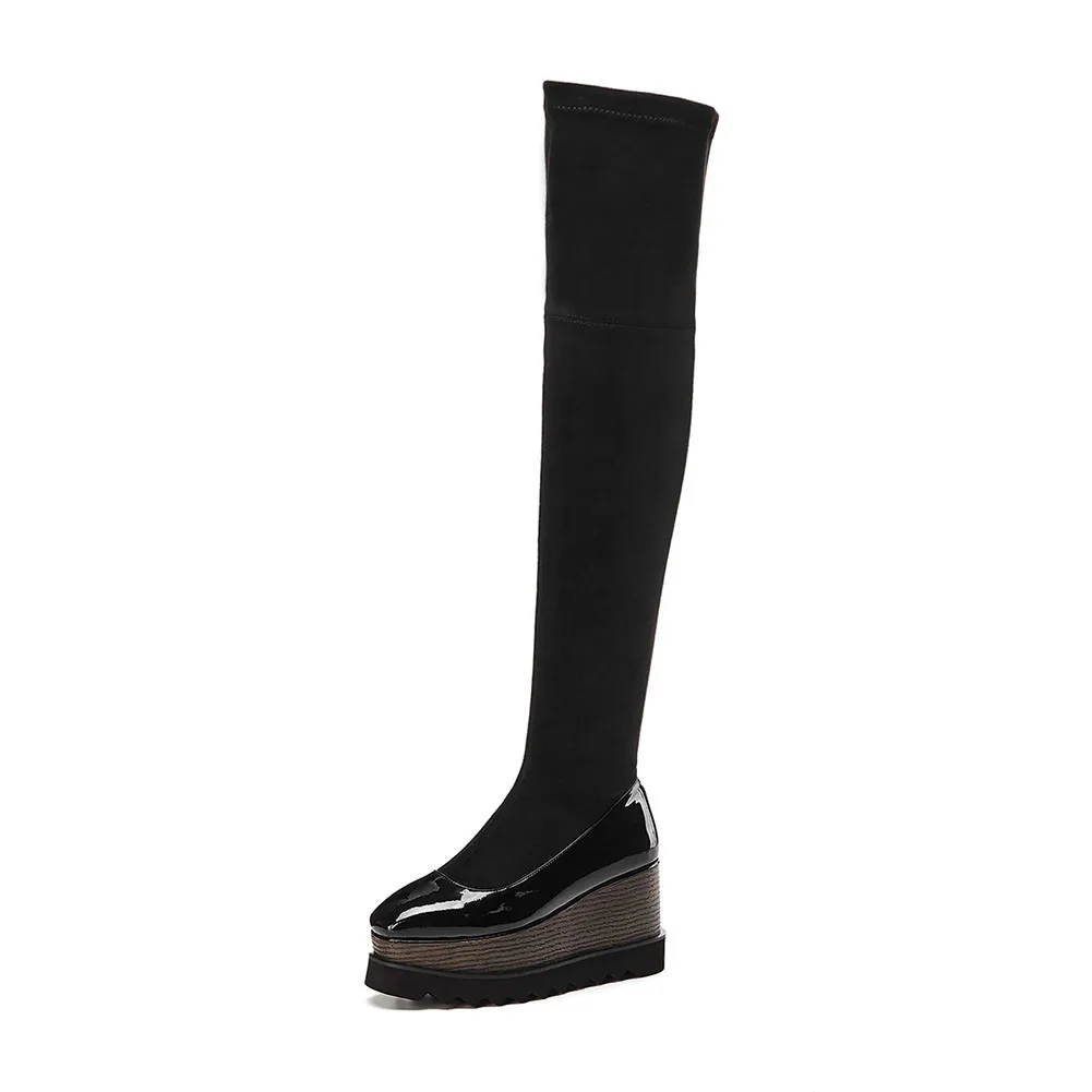DORATASIA/новые женские брендовые туфли из натуральной кожи на плоской платформе, большие размеры 33-42 женские высокие сапоги выше колена