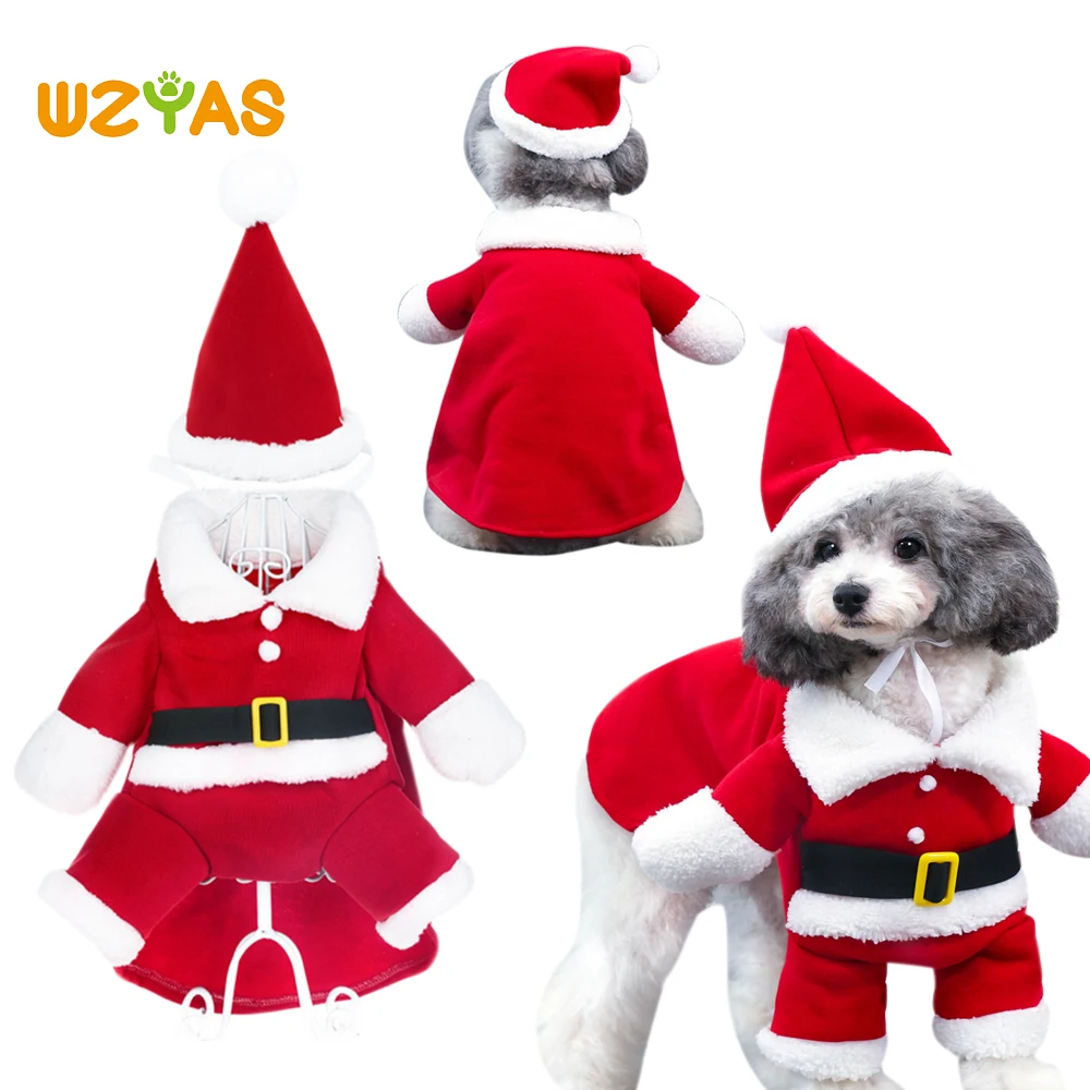 

Warm Dog Clothes Fleece Christmas Dog Costumes Pet Dog Cat Costume Santa Clause Winter Christmas Pet Coat Apparel XS-XL