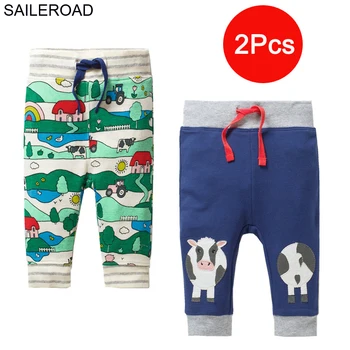 

SAILEROAD 2pcs Baby Boys Sweatpants Animal Cow Kids Casual Pants for Child Clothes Wholesale Cotton Toddler Boys Sports Trousers
