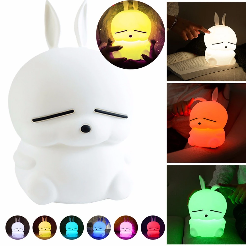 karikatur mashimaro lamba tavsan led gece lambasi dokunmatik sensor renkli usb sarj edilebilir silikon tavsan lambasi cocuklar icin bebek hediye