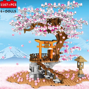 

Lepinblock Cherry Blossom Season Japanese-style Street View Light Rotating Box Flowers Bush Chidorii Building Block Toy 601077